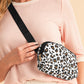 White Cheetah Print Multi Interlayer Zipped Crossbody Bag