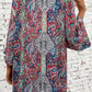 Red Paisley Print Open Front Kimono