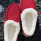 Fiery Red Corduroy Drawstring Plush Slip on Shoes