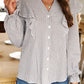 Brown Plaid Flounce Sleeve Notched Neck Ruffled Shirt