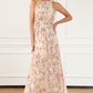 Multicolor Crisscross Backless Long Floral Dress