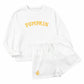 White PUMPKIN Flocking Graphic Pullover Sweatshirt and Shorts Set