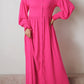 Rose Bubble Sleeve Shirt Maxi Dress