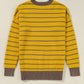 Yellow Stripe Daisy Floral Knitted Round Neck Sweater