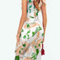 Green Floral Print Off Shoulder Slit Bodycon Midi Dress