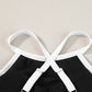 Black Contrast Trim Crisscross Back High Waisted Bikini