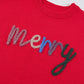 Fiery Red Tinsel Merry Letter Drop Shoulder Baggy Sweater