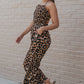 Leopard Print Halter Neck Backless Wide Leg Jumpsuit