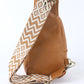 Brown Faux Leather Zipped Crossbody Chest Bag