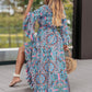 Paisley Printed Ruffle Trim Elegant Maxi Dress