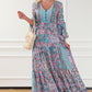 Paisley Printed Ruffle Trim Elegant Maxi Dress