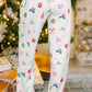 White Christmas Print Lapel Shirt and Pants Sleepwear