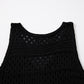 Black Hollow Out Crochet Cover Up Dress with Slits