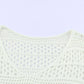 White Hollow Out Crochet V Neck Pullover Sweater