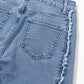 Beau Blue Vintage Stitching Raw Hem Flared Jeans