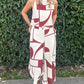 White Abstract Printed Button Back Vest and Wide Leg Pants Set