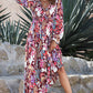 Violet V Neck Floral Print Empire Waist Maxi Dress