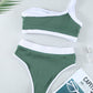 Green One Shoulder Patchwork High-waisted Bikini Set