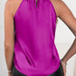 Bright Pink Halter Neck Keyhole Back Satin Vest