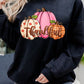 Black Pumpkin Thankful Drop Shoulder Thanksgiving Pullover Sweatshirt