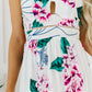 White Floral Twist Cutout Adjustable Straps Maxi Dress