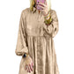 Apricot Metallic Sheen Puff Sleeve Button Up Mini Shirt Dress