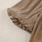 Simply Taupe Pleated Puff Sleeve Square Neck Blouse