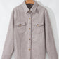 Light Grey Turn Down Collar Flap Pockets Buttoned Shacket