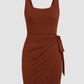 Coffee Knot Side Wrapped Sleeveless Mini Dress