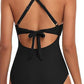 Black 2-tone Crossed Cutout Backless Monokini