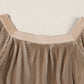 Simply Taupe Pleated Puff Sleeve Square Neck Blouse