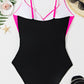 Rose Red Crossover Colorblock Cutout One Piece Swimsuit