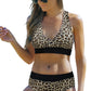 Leopard Print Criss Cross Back Bikini Set