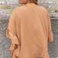 Smoke Gray Plus Size Ruffled Batwing Sleeve V Neck Blouse