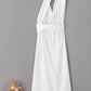 White Sleeveless Ruched High Split Cutout Back Maxi Dress