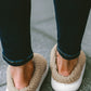 Pale Khaki Two-tone Knitted Warm Homewear Slippers