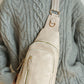 Beige Vintage PU Leather Zipped Crossbody Bag