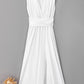 White Sleeveless Ruched High Split Cutout Back Maxi Dress