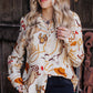 Beige howdy Western Patterns Button up Loose Shirt