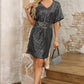 Dark Grey Sequin V Neck Dolman Sleeve Shift Dress