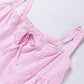 Pink Stripe Pinstriped Ruffled Hem Sleeveless Mini Flared Dress