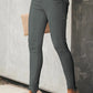 Gray Plain High Waist Buttons Frayed Cropped Denim Jeans