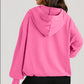 Bonbon Solid Kangaroo Pocket Half Zipper Oversized Hoodie