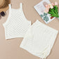 White Hollowed Crochet Cropped 2 Piece Beach Dress