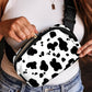 White Cow Pattern Print Buckle Wide Belt Inclined Shoulder Bag