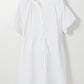 White Puff Sleeve Drawstring Shirt Dress with Pockets