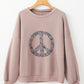 Goat Floral Peace Symbol Drop Shoulder Sweatshirt