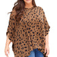 Leopard Plus Size Leopard Batwing Sleeve Tunic Top