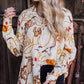 Beige howdy Western Patterns Button up Loose Shirt