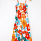 Orange Floral Spaghetti Straps Smocked Wide Leg Jumpsuit